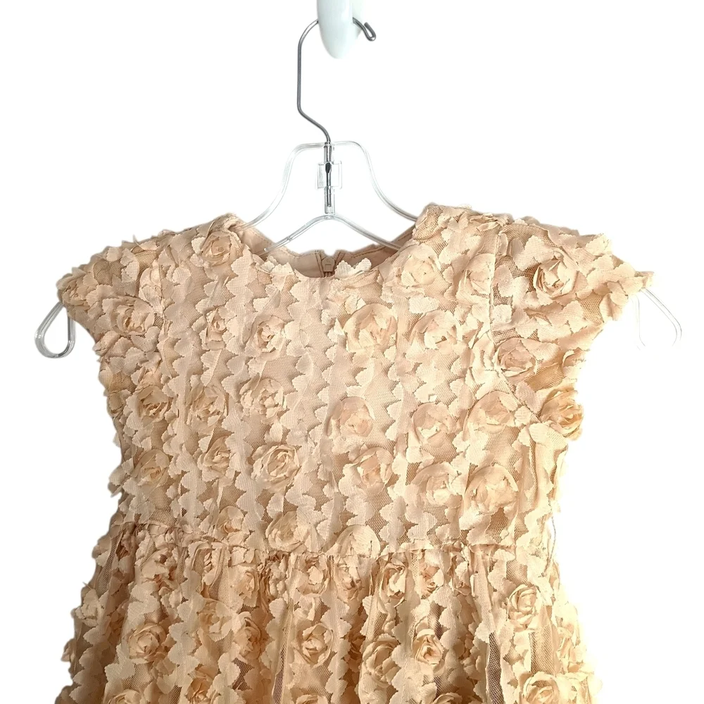 Mayoral -Floral Cream Kids textured rose Dress - size 5
